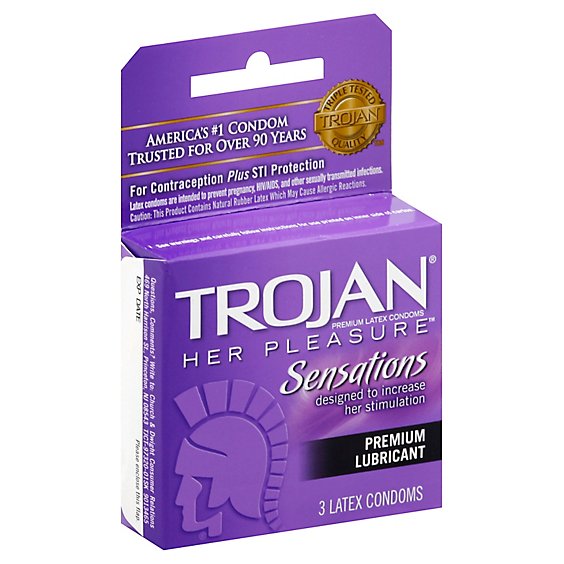 Trojan Her Pleasure Lubricated Condoms - 3 Count