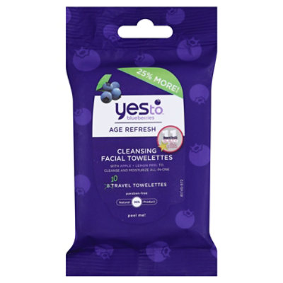 Yes To Blueberries Age Fresh Cleansing Facial Towelettes - 10 Count