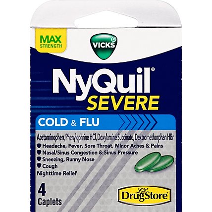 Vicks NyQuil Severe Cold & Flu Relief Caplets Trial Size - 4 Count - Image 2