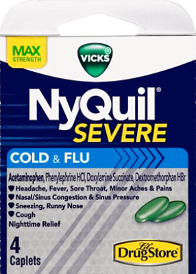Vicks NyQuil Severe Cold & Flu Relief Caplets Trial Size - 4 Count - Image 2