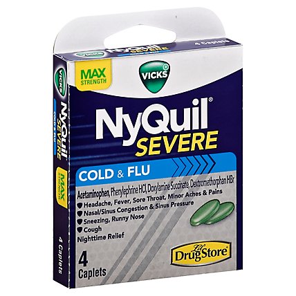 Vicks NyQuil Severe Cold & Flu Relief Caplets Trial Size - 4 Count - Image 1