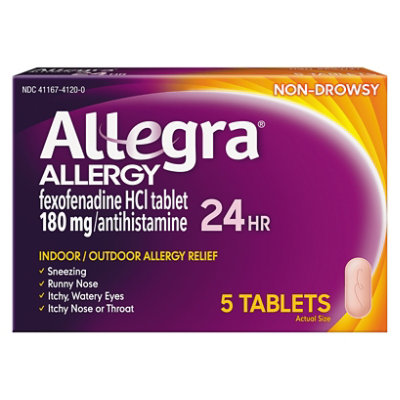 Allegra Adults 180 Mg 24 Hrs Allergy Relief Tablets - 5 Count - Image 2