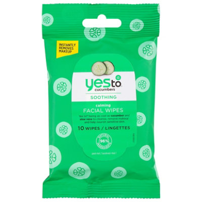 Yes To Cucumber Soothing Calming Facial Wipes - 10 Count