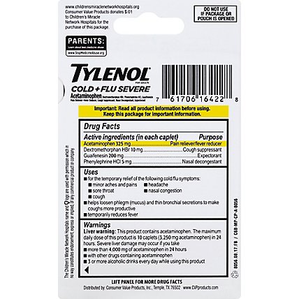 Tylenol Cold Flu Severe Caplets - 4 Count - Image 3