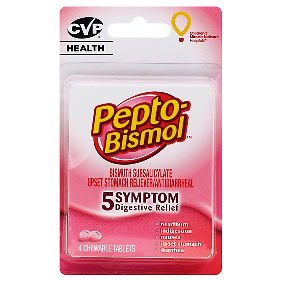 Pepto-Bismol 5 Symptom Digestive Relief Chewable Tablets - 4 Count