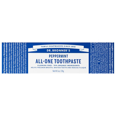 Dr. Bronner's Peppermint All-One Toothpaste - 1 Oz - Image 1