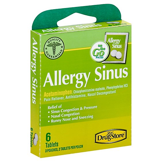 Lil Drug Store Allergy Sinus Relief Tablets - 6 Count