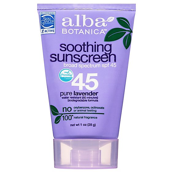 Alba Botanica Pure Lavender SPF 45 Soothing Sunscreen - 1 Fl. Oz.