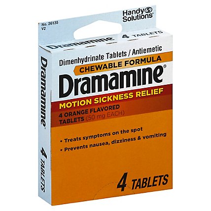 Dramamine Dimenhydrinate Chewable Tablets - 4 Count - Image 1