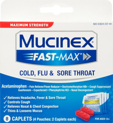 Mucinex Fast Max Cold Flu Sore Throat Caplet - 8 Count - Image 2