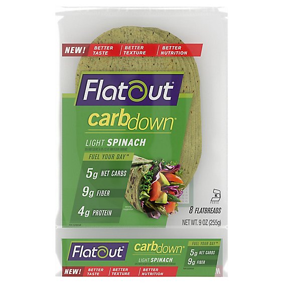 Flatout Carb Down Light Spinach Flatbread - 9 Oz