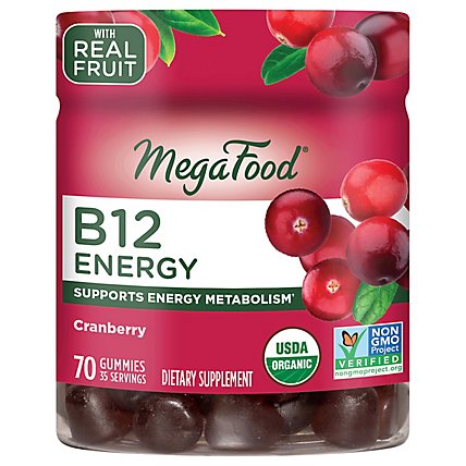 Megafood B12 Energy Gummies Cranberry Bottle - 70 CT - Image 3