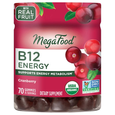 Megafood B12 Energy Gummies Cranberry Bottle - 70 CT - Image 2