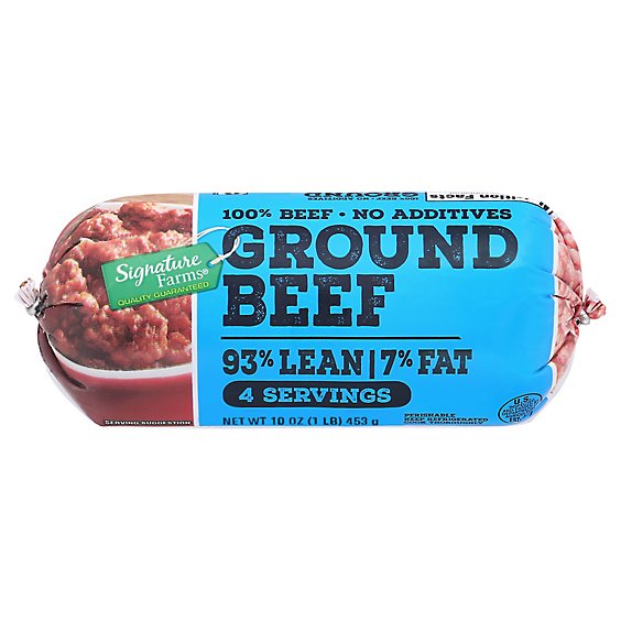 Signature Farms Ground Beef 93% Lean 7% Fat 1 Lb Chub - 1 LB