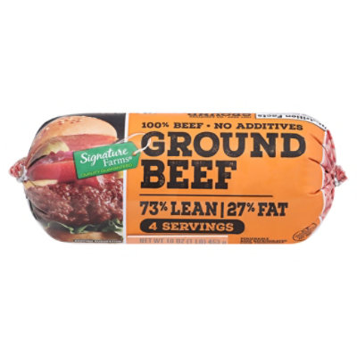 Signature Farms Ground Beef 73% Lean 27% Fat Chub - 16 OZ - Haggen