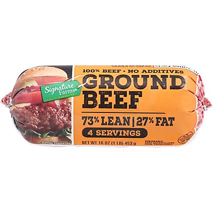 Signature Farms Ground Beef 73% Lean 27% Fat Chub - 16 OZ - Image 2