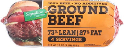 Signature Farms Ground Beef 73% Lean 27% Fat Chub - 16 OZ - Image 2