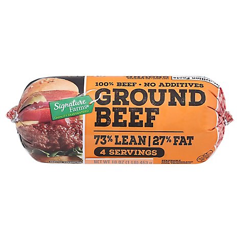 Signature Farms Ground Beef 73% Lean 27% Fat Chub - 16 OZ