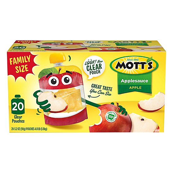 Mott's Clear Pouches Applesauce Family Size - 20-3.2 Oz
