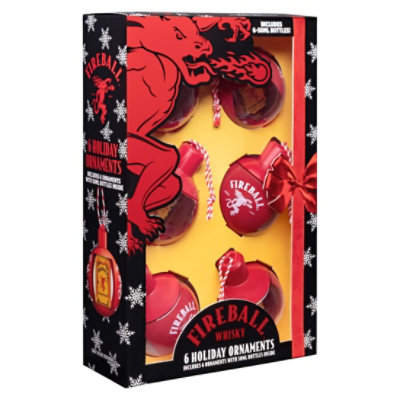 Fireball Cinnamon Whisky Holiday Ornaments 66 Proof - 6-50 Ml