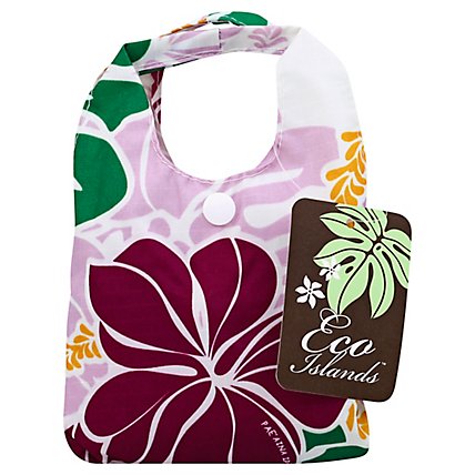 Eco Islands Reusable Bag Hibiscus W Monstera Purple - EA - Image 1