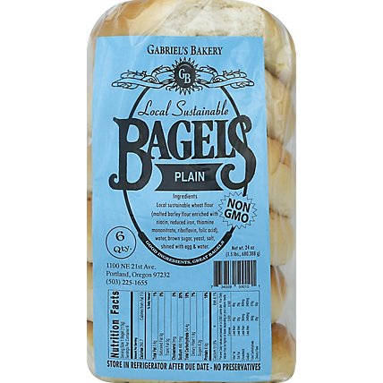 Gabriel's Bakery Plain Bagel 6-pack - 24 OZ - Image 1