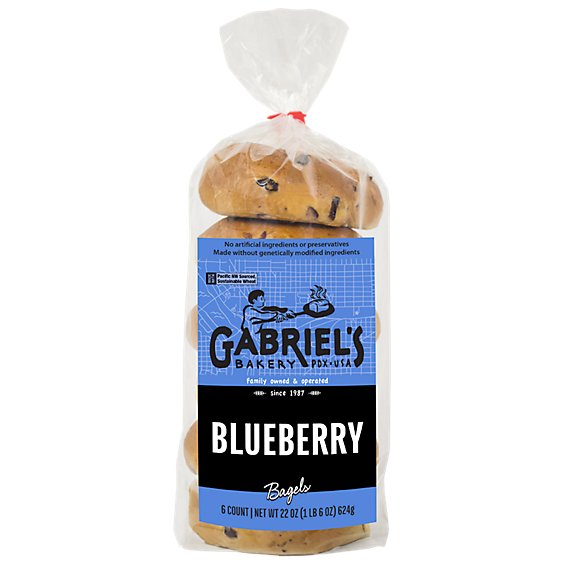 Gabriel's Bakery Blueberry Bagel 6-pack - 24 OZ