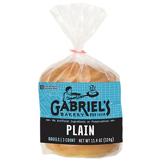Gabriels Bakery Plain Bagel 3-pack - 12 OZ