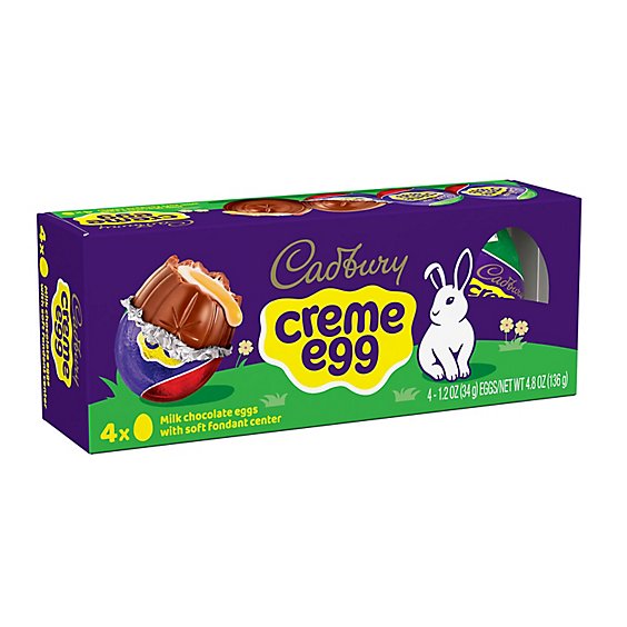 Cadbury Creme Egg Milk Chocolate And Fondant Easter Candy Box 4 Count - 1.2 Oz