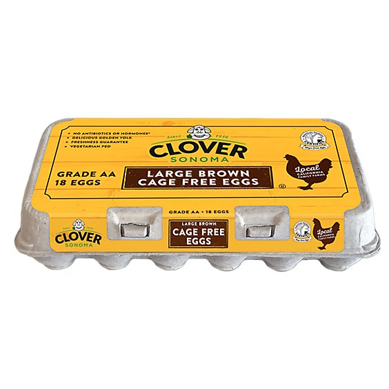 Clover Sonoma Large Brown Cage Free Eggs - 18 Count