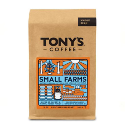 Tonys Small Farms Whole Bean Coffee - 12 OZ - Image 1