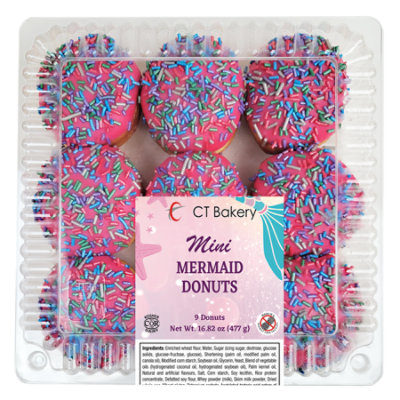 Ct Bakery- Mini Mermaid Donuts Yeast Raised Donuts W/marshmallow - 6-16.82OZ