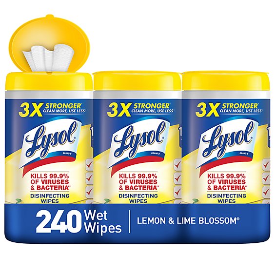 Lysol Multi Surface Lemon Lime Blossom Disinfectant Wipes Pack - 3-240 Count
