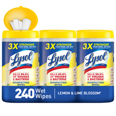 Lysol Multi Surface Lemon Lime Blossom Disinfectant Wipes Pack - 3-240 Count