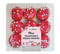 Ct Bakery Mini Filled Donuts-yeast Raised Donuts With Marshmallow Valentines - 16.82 OZ