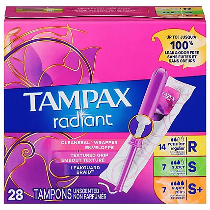 Tampax Radiant Tampons Mixed R/s/sp - 28 CT - Image 2