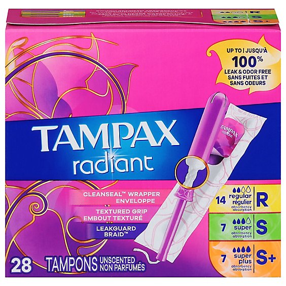 Tampax Radiant Tampons Mixed R/s/sp - 28 CT