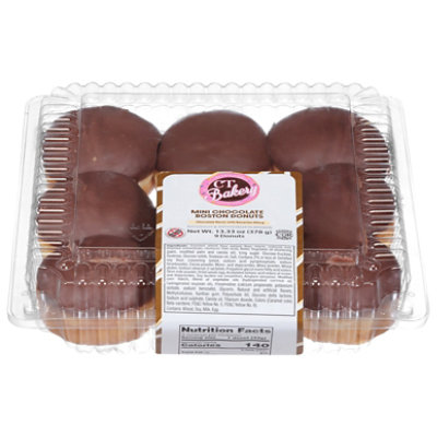 Ct Bakery-mini Chocolate Boston Donuts- Yeast Raised Donuts With Van - 13.33 OZ - Image 1