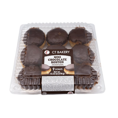 Ct Bakery-mini Chocolate Boston Donuts- Yeast Raised Donuts With Van - 13.33 OZ