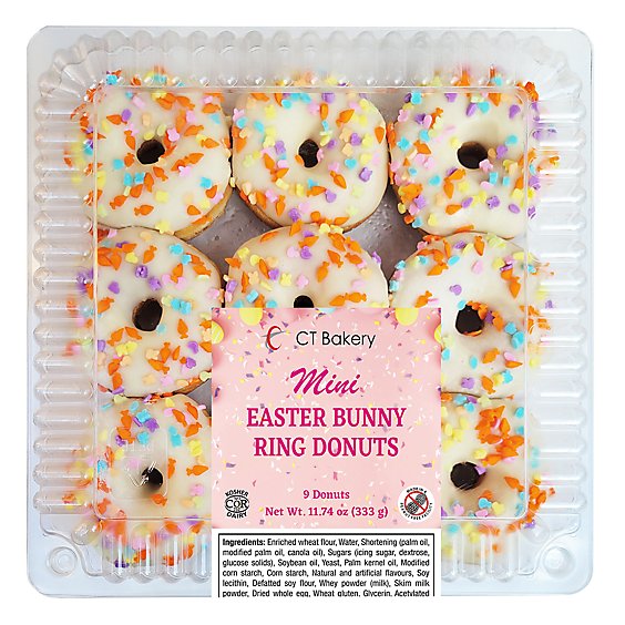 Ct Bakery Mini Easter Bunny Ring Donuts Yeast Raised Ring Donuts - 11.74 OZ