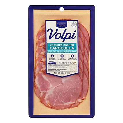 Volpi Uncured Cooked Sliced Capocollo - 4 Oz - Image 3