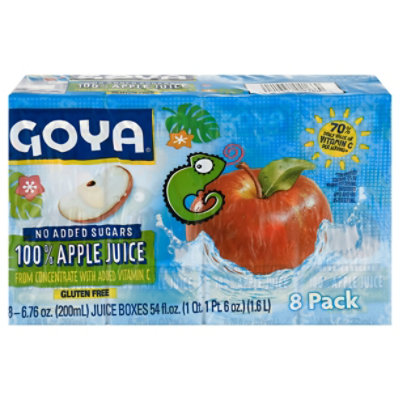 Goya 100 % Apple Juice 6.76 Fl. Oz Pack 8 - 54 FZ - Image 2