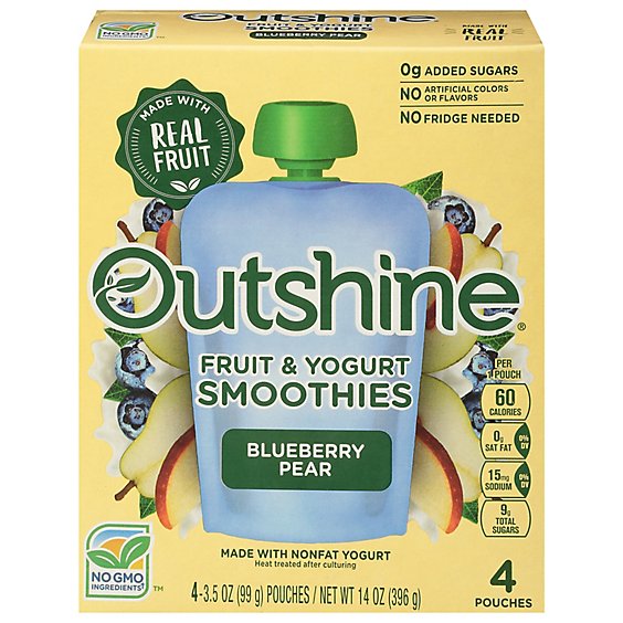 Outshine Blueberry Smoothie Pouches - 4-3.5 OZ