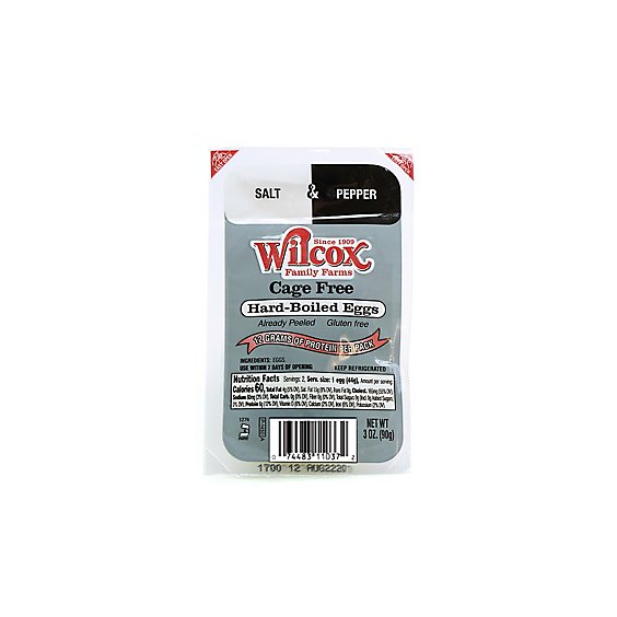 Wilcox Cage Free Hardboiled Eggs With Salt & Pepper 2 Pack - 3 OZ