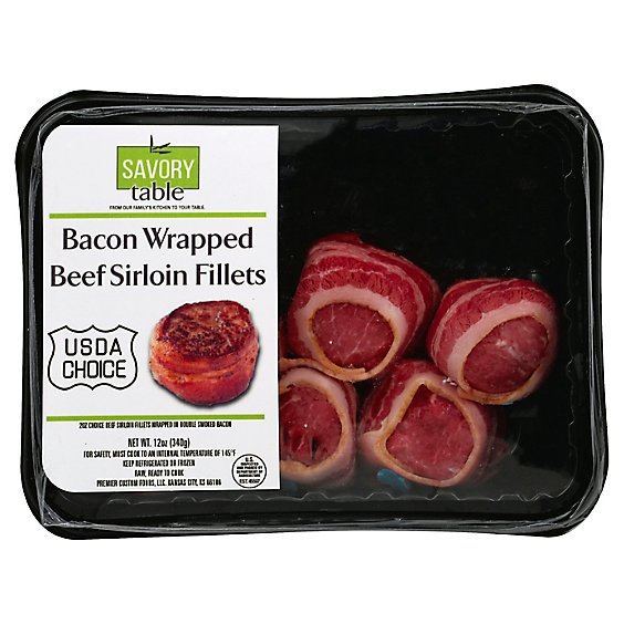 Savory Table Choice Bacon Wrapped Sirloin Fillets - 12 Oz