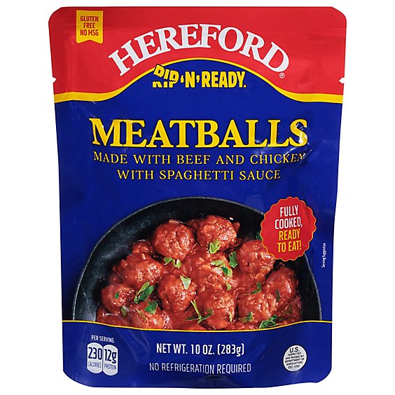 Hereford Meatballs With Spaghetti Sauce - 10 Oz
