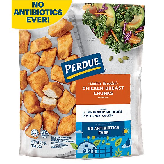 PERDUE Lightly Breaded Chicken Breast Chunks Fully Cooked Frozen Meal - 22 Oz