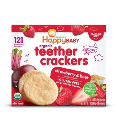 Happy Baby Organics Teether Crackers Strawberry & Beet with Amaranth - 1.4 Oz - Image 2