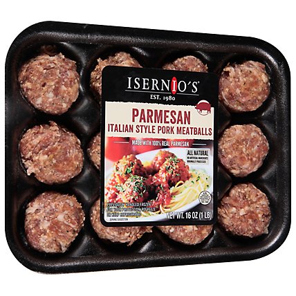 Isernos Parmesan Italian Pork Meatballs - 16 OZ - Image 1