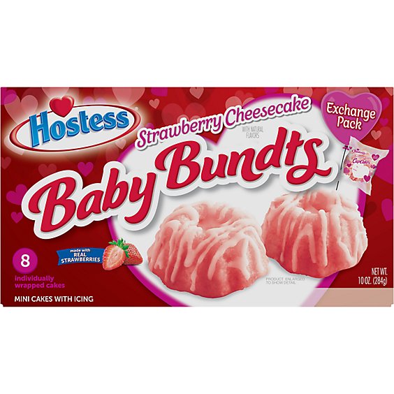 Hostess Baby Bundts Valentines Strawberry Cheesecake 8 Count - 10 Oz